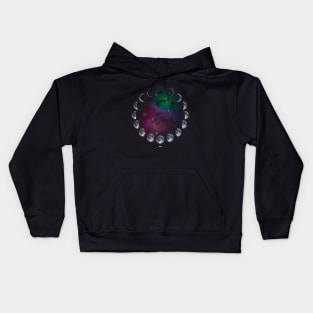 Moon Phases Rainbow Universe Kids Hoodie